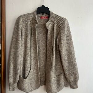 Beige Knit Cardigan Sweater